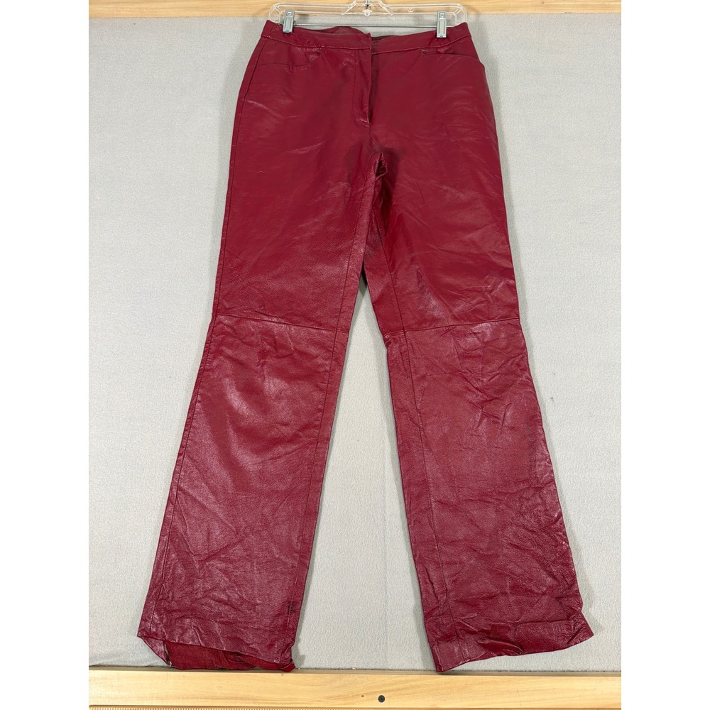 Chadwicks Women Red Leather Pants Straight Leg Vintage 45-0034-4 Size 6